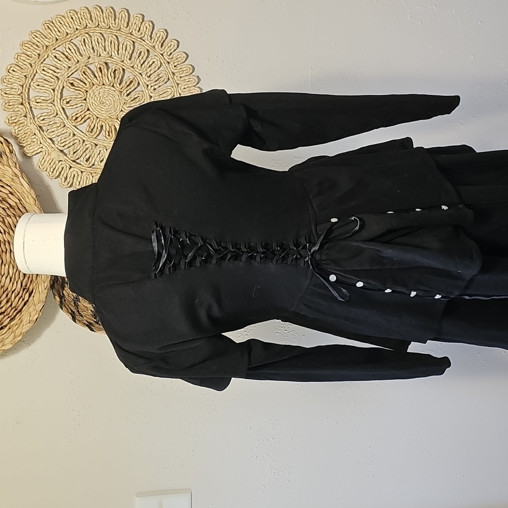 The Pyramid Collection Elegant Black Blouse Womens L Corset Witchy Whimsigoth - Picture 11 of 12